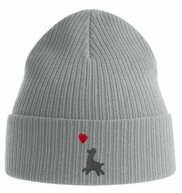 Beanie aus 100 % zertifizierter Bio-Baumwolle mit einem süßen Lama Stick