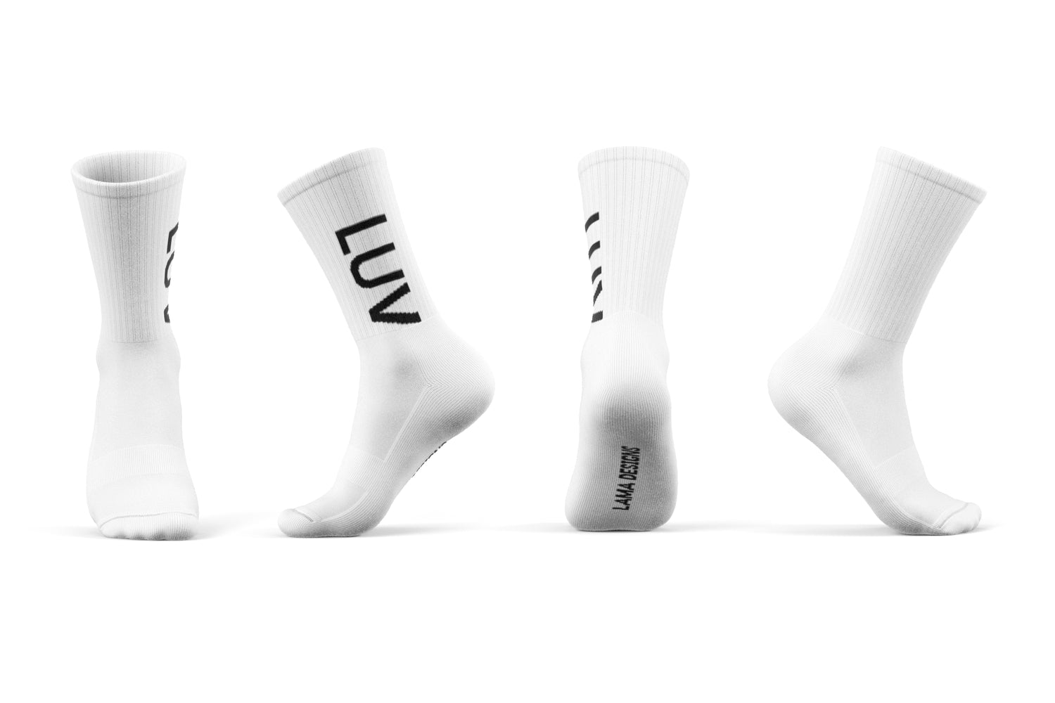 Sehr coole Atmungsaktive Tennissocken mit Schriftzug / Statement "LUV" in weiß, Nachhaltig und fair produziert.